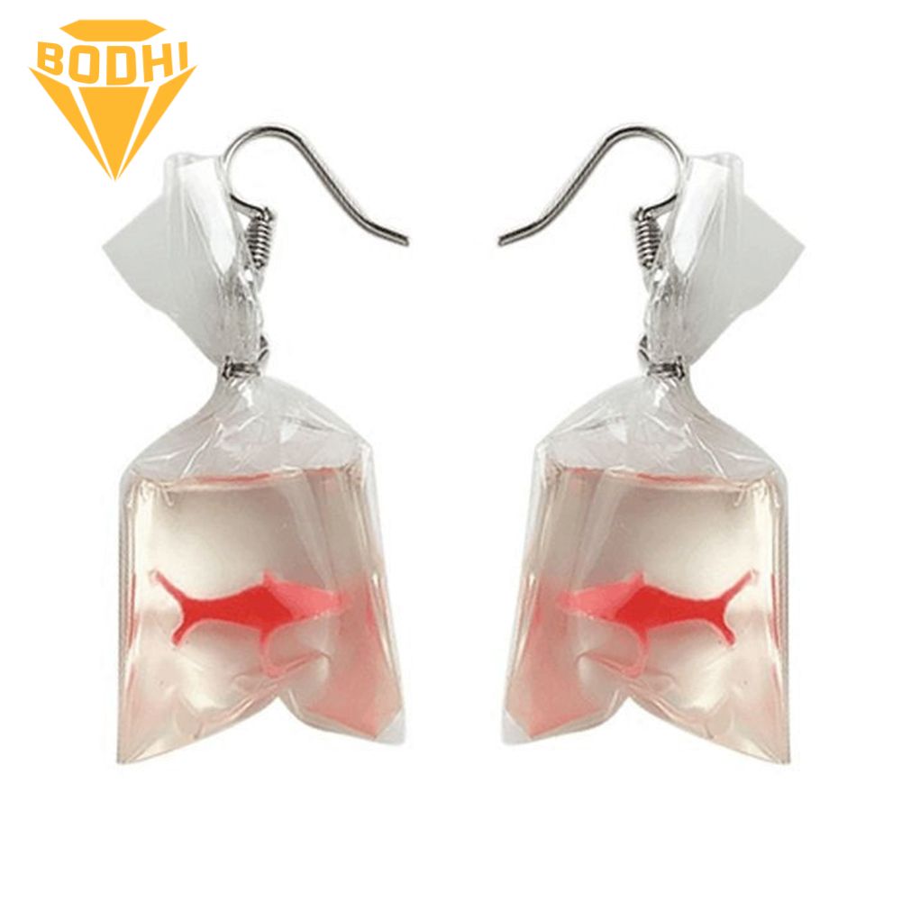 Funny Goldfish Water Bag Shape Dangle Hook Earrings Charm Women Jewelry Gift