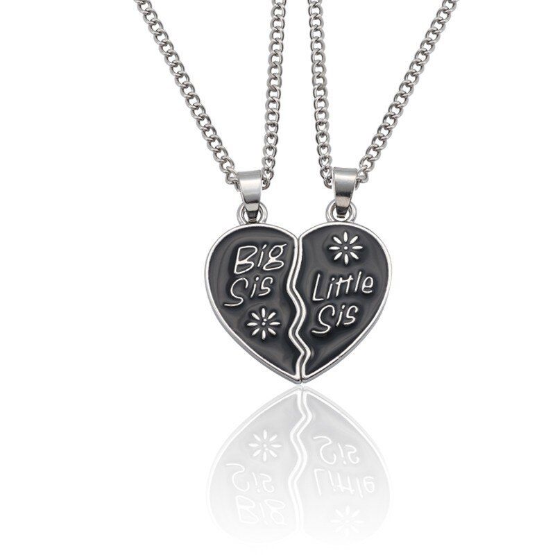 Best Friend Sister Pendant Necklace Crystal Pearl Heart BFF Sis Necklaces&Pendants For Women Men BFF Christmas Gifts Collares