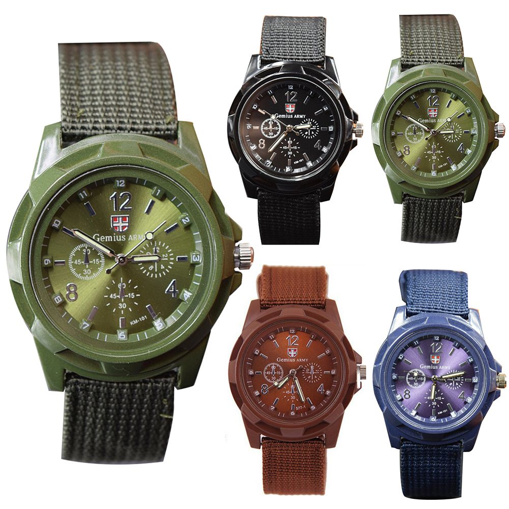 Fashion Men Sub-dials Decor Round Dial Woven Band Analog Quartz Wrist Watch