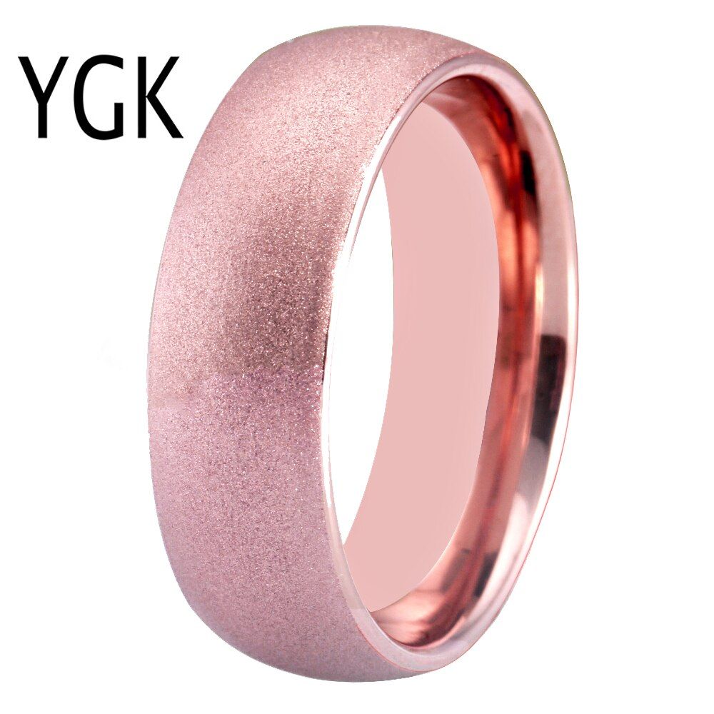 8mm Women Ring Rose Golden Tungsten Carbide Ring Sandblasted Wedding Band Classic Men Jewelry Anniversary Gift Drop Shipping