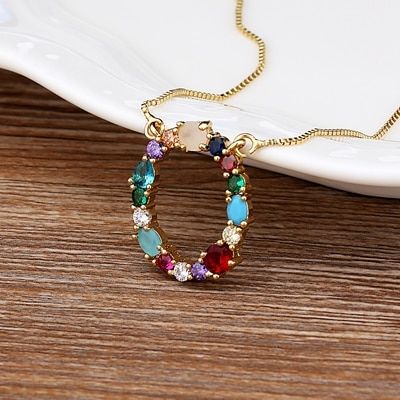 High Quality Women Girl Initial Letter Necklace Gold 26 Letters Charm Necklaces Pendants Copper CZ Jewelry Personal Necklace