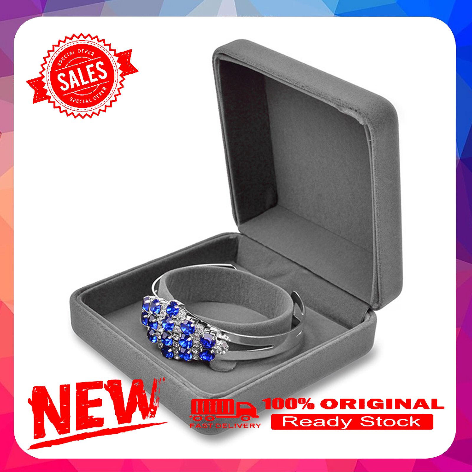 Velvet Presentation Jewelry Ring Necklace Bracelet Storage Display Box Case Gift