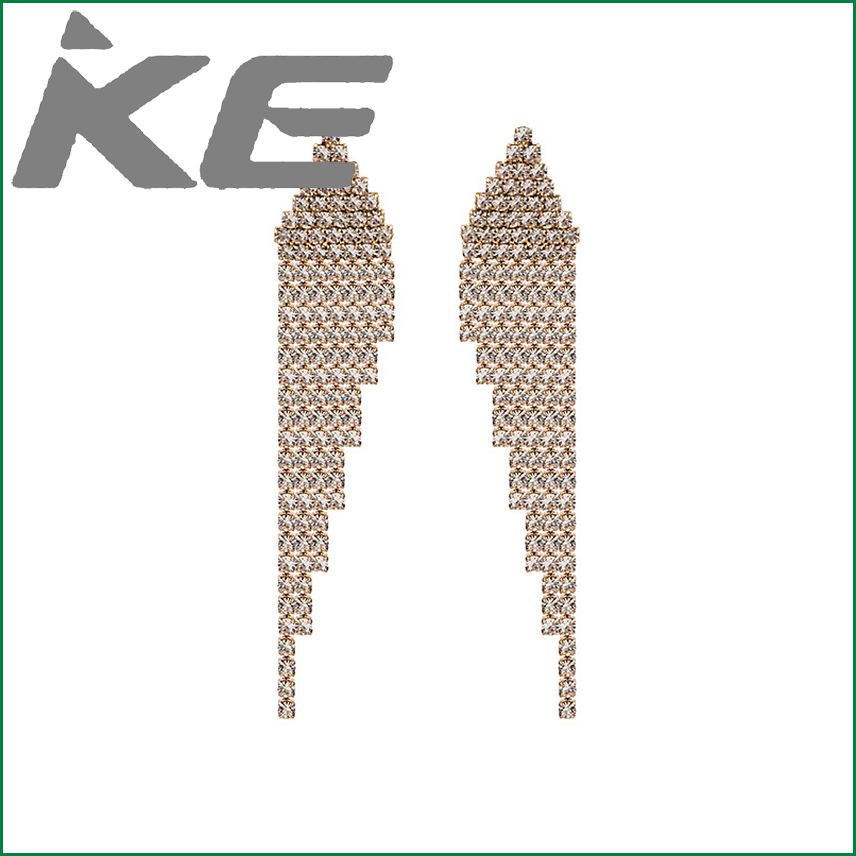 Needle Long Geometric Pentagram Pearl Earrings Love Rhinestone Chain Tassel Stud Earrings for gilrs for women low price