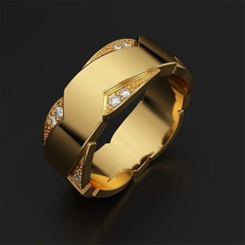 Fashion Golden Zircon Rings For Women Jewelry Finger Ring Men Couple Crystal Wedding Rings Ladies Geometry Ring Party Men Gifts