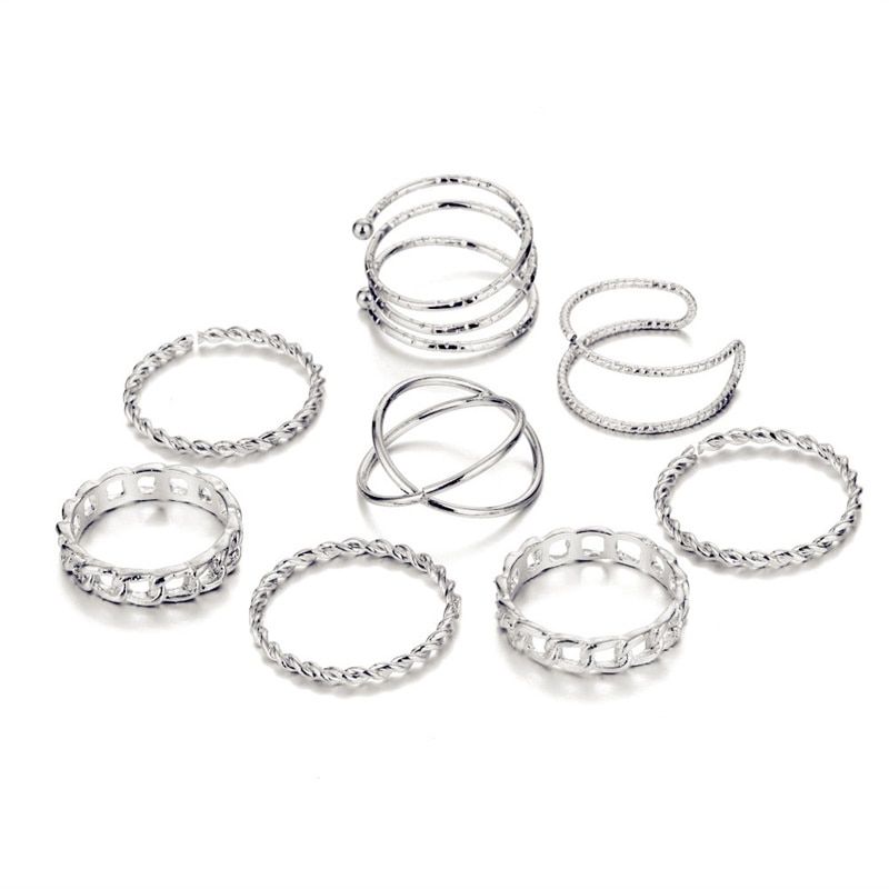 VKME Bohemian Vintage Ring Geometric metal Ring Set Women Charm Joint Ring, Party Wedding Jewelry Gifts