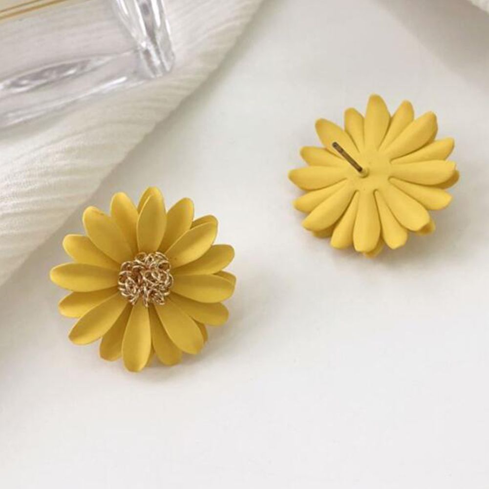 Yfashion 1 Pair Earrings Color  Flower Stud Earring ple Sweet Pastoral Style Earring color
