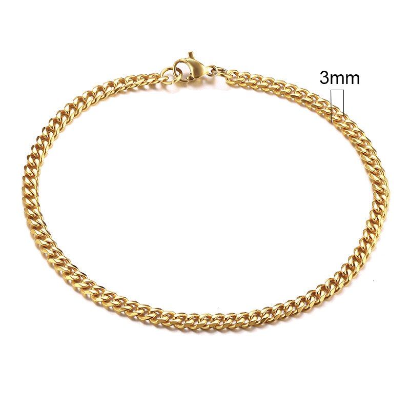 Simple 3-11mm Wide Stainless Steel Curb Cuban Link Chain Bracelets for Men Women Unisex Wrist Gifts Jewelry