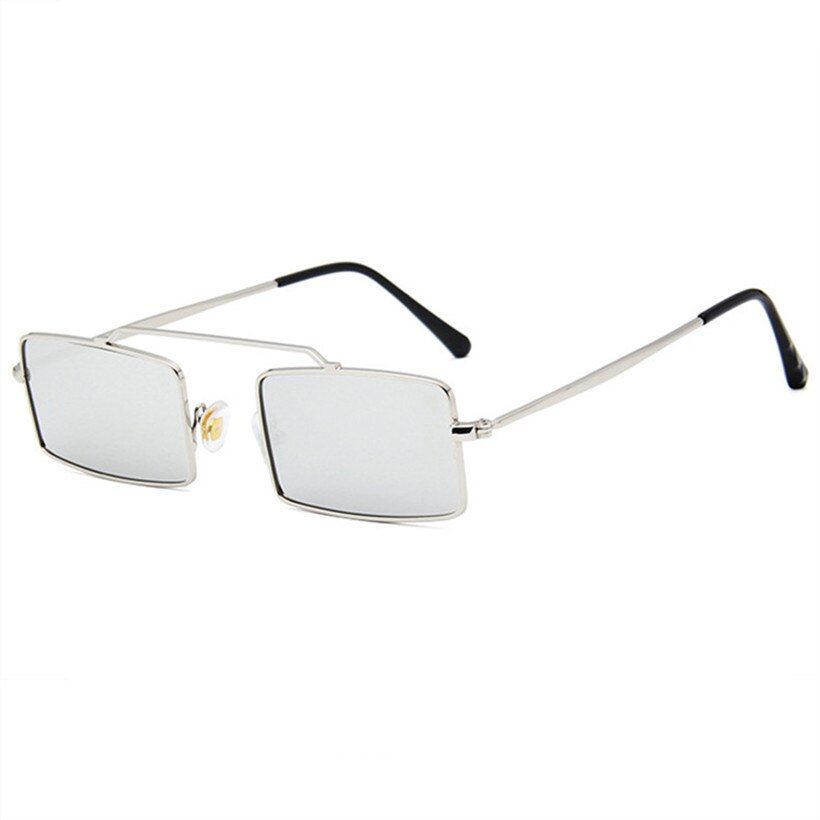 Silver as pictureYOOSKE Men Vintage Sunglasses Women Brand Small Rectangle Sun Glasses Female Shades Mirror Eyewear UV400