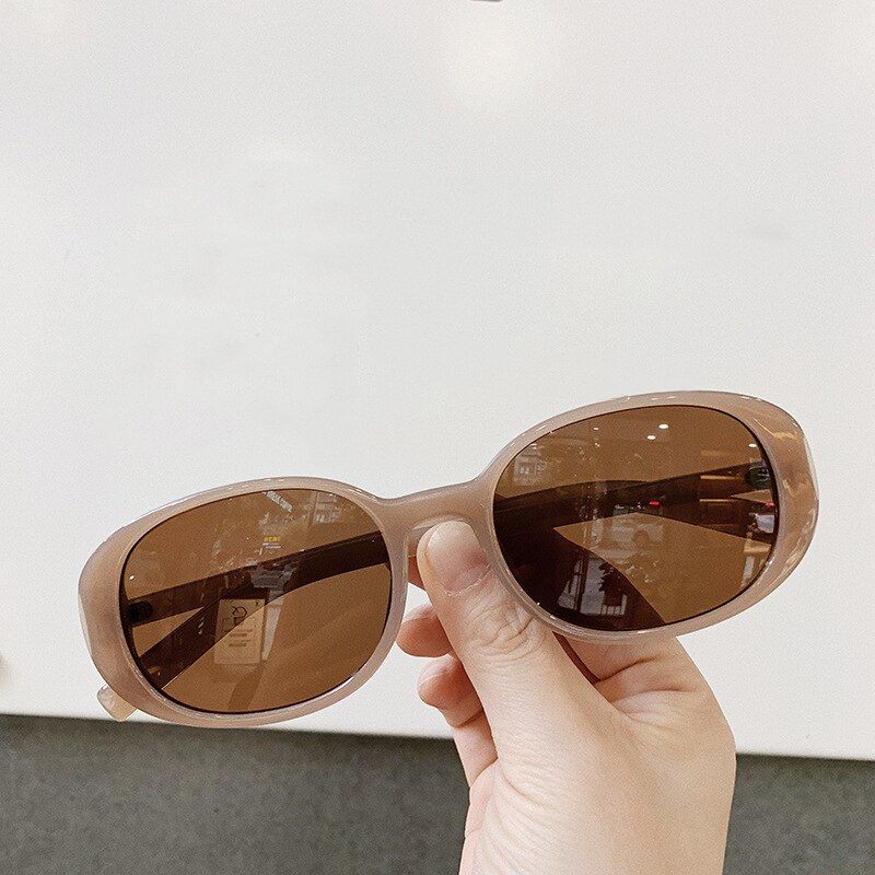 BrownOVZA Retro Vintage Oval Sunglasses for Womens 2020 Classic Male Sun glasses S4085
