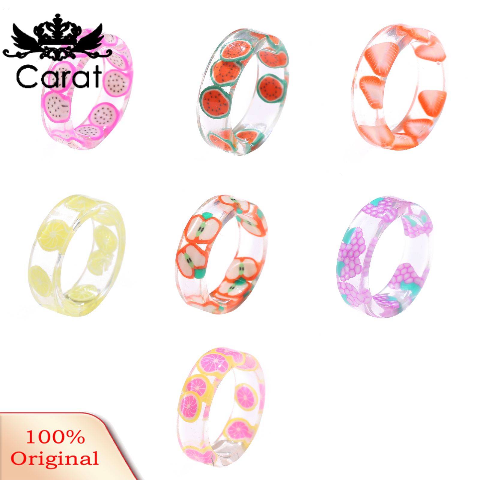 Resin Rings Sliced Strawberry Cute Summer Watermelon Fruit Rings Vigorous