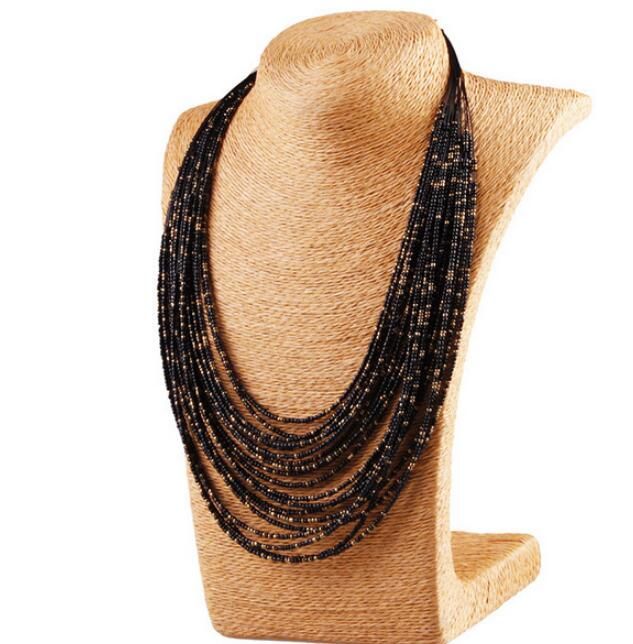 Fashion Tassel Necklace Women MultiLayers Long Bohemian Necklace Accessories Colorful Beads Velvet Necklace Party Jewelry