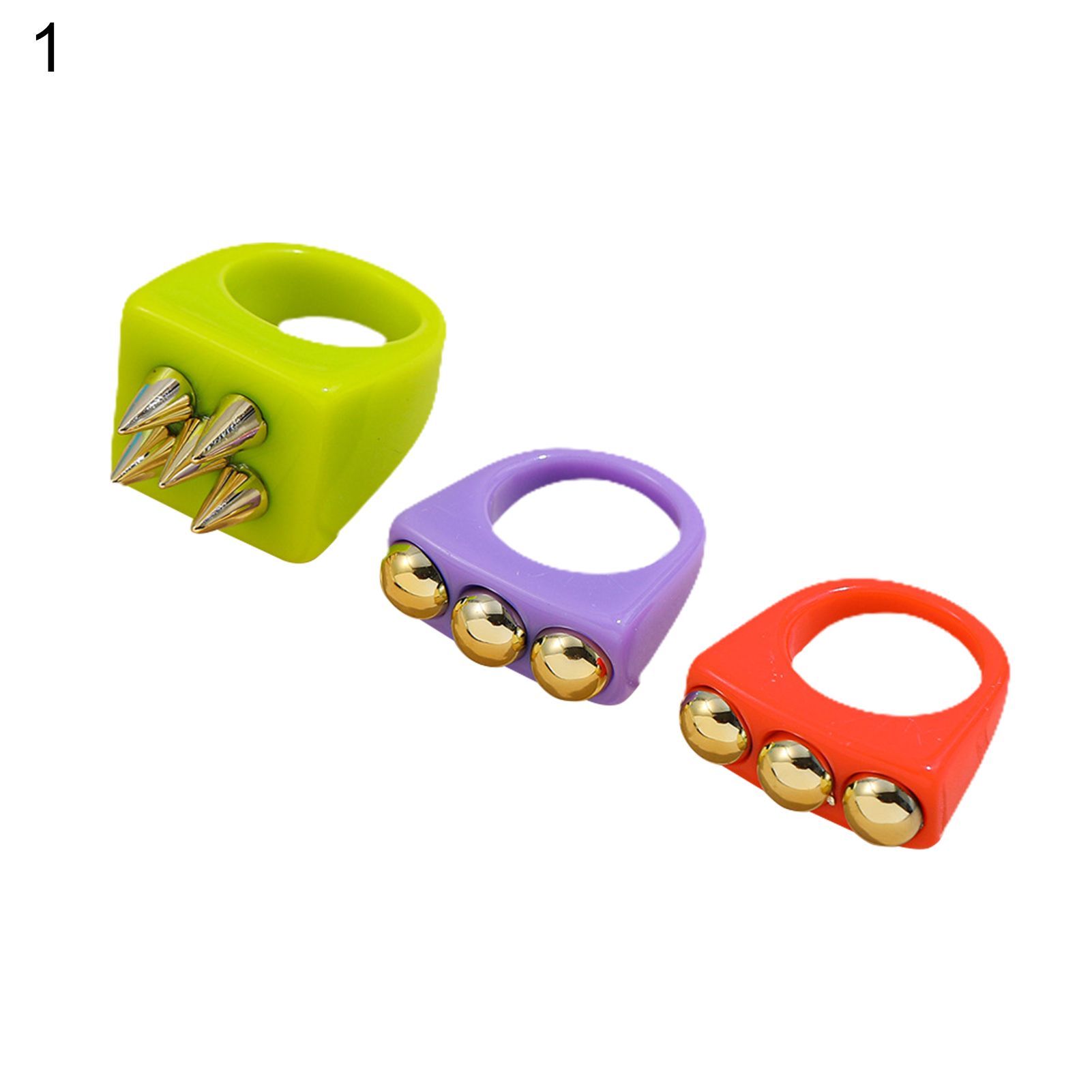 Women Ring Metal Ball Candy Color Metal Heart Ball Cone Ring