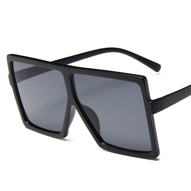 Matte Black GrayVintage Plastic Women's Big Frame Sunglasses Oversized Square Brand Designer Female Sun Glasses Eyewear UV400 oculos masculino