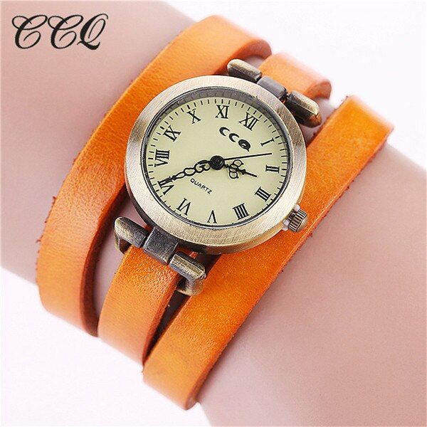 CCQ Brand Fashion Vintage Cow Leather Bracelet Roma Watch Women WristWatch Casual Luxury Quartz Watch Relogio Feminino Gift 1810