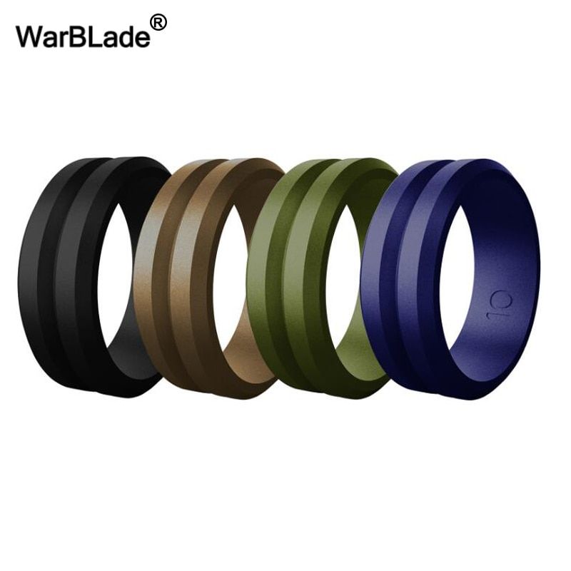 WarBLade 8MM V-groove Silicone Rings Hypoallergenic Flexible Sports Men Wedding Rubber Bands Food Grade FDA Silicone Finger Ring