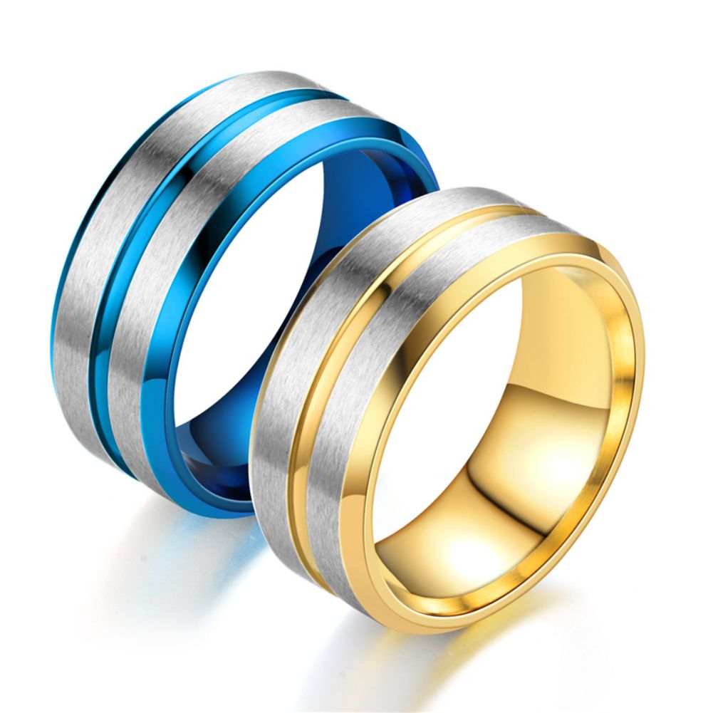 Fashion Men Women Two Tone Band Finger Ring Wedding Engagement Jewelry Gift
