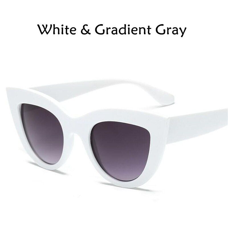 white gray2020 Cat Eye Women Sunglasses Tinted Color Lens Men Vintage Shaped Sun Glasses Female Eyewear Blue Sunglasses Brand Designer