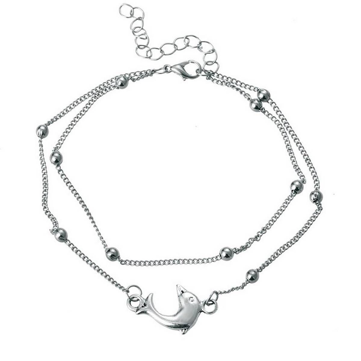 Dolphin Multi-Layer Pendant Chain Anklet Women Barefoot Beach Accessory