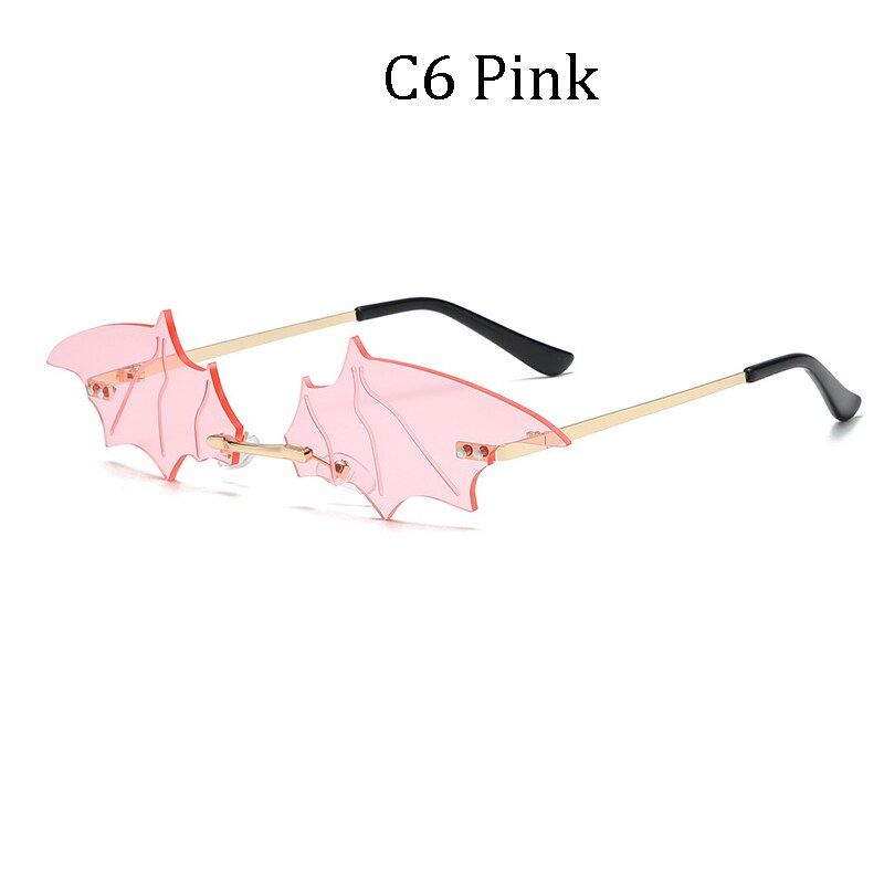 BF C6Luxury Fashion Fire Flame Sunglasses Women Rimless Wave Sun Glasses Metal Shades For Vintage Women Mirror Eyewear Bat flame