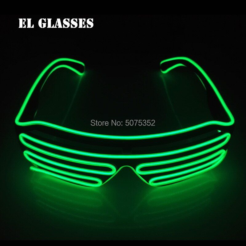 Type-A GreenCarnival Festival Bright Shutter Glasses Led Sunglasses Dance DJ EL Sun Glassess Neon Eyewear For Glowing Party Christmas Decor