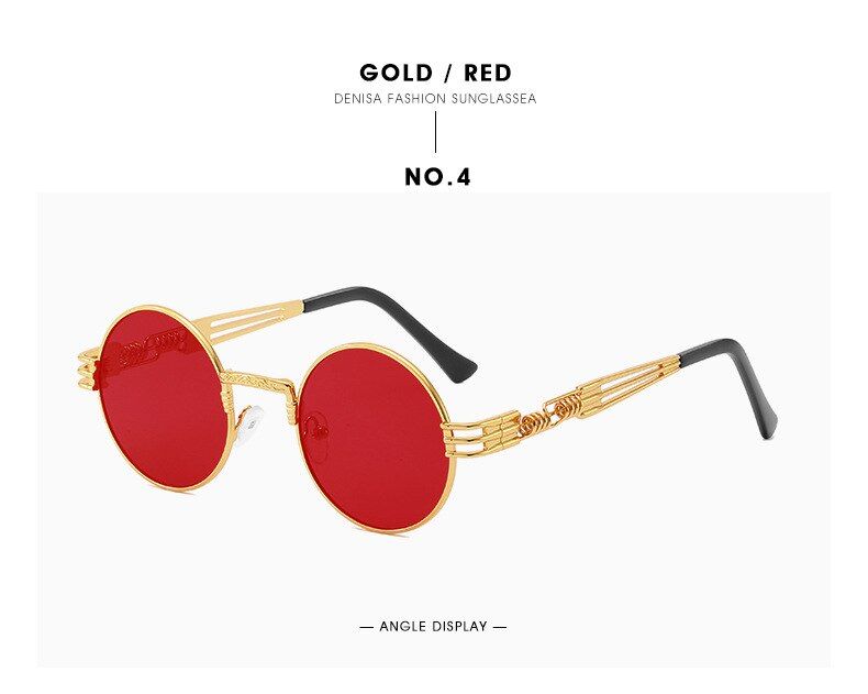 4Steampunk Sunglasses Luxury Men Round Sun Glass Coating Glasses Metal Vintage Retro Lentes of Male Sunglasses Women