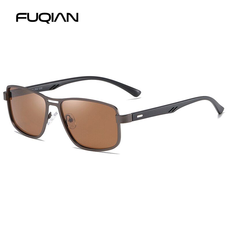 TEA TEAFUQIAN Luxury Polarized Sunglasses Men 2021 Rectangle Metal Frame Sunglasses Man Fashion Male Glasses For Driving UV400