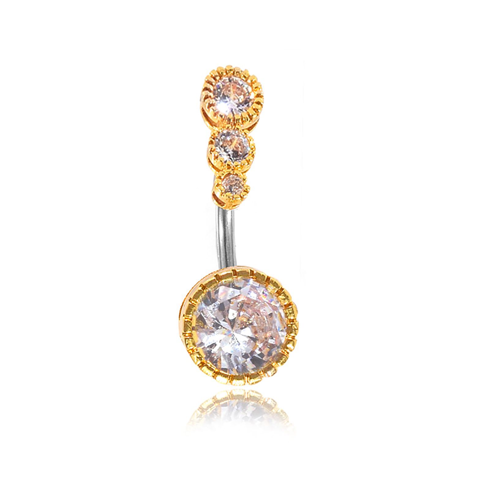Women Cubic Zirconia Belly Button Ring Body Piercing Navel Jewelry Accessory