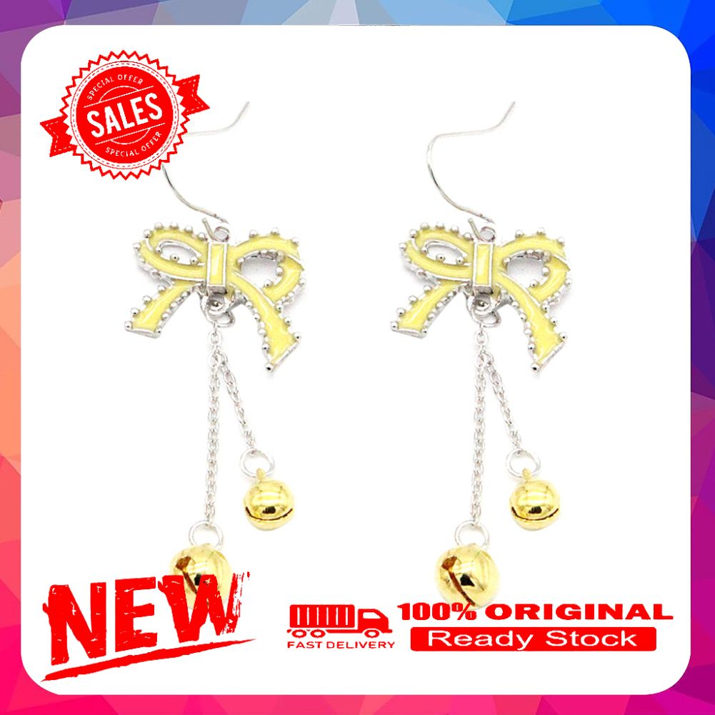 Fashion Women Bowknot Bell Chain Dangle Drop Hook Earrings Jewelry Xmas Gift