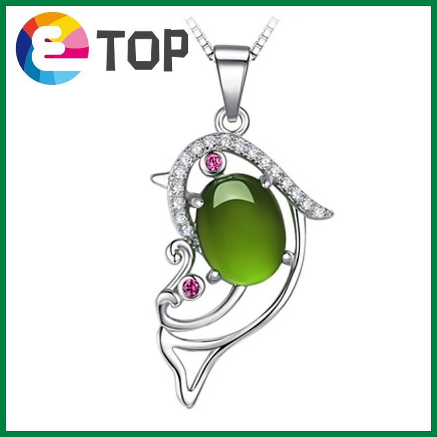 Dolphin Love Hetian Jade Jasper Pendant Red Corundum Red-Eyed Dolphin Pendant Necklace Clavicle Chain Gift