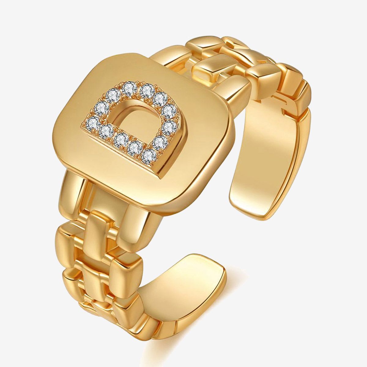 Carat Fashion Ring Polishing Shining Rhinestone Initials Punk Party Ring For Girls Men Women
