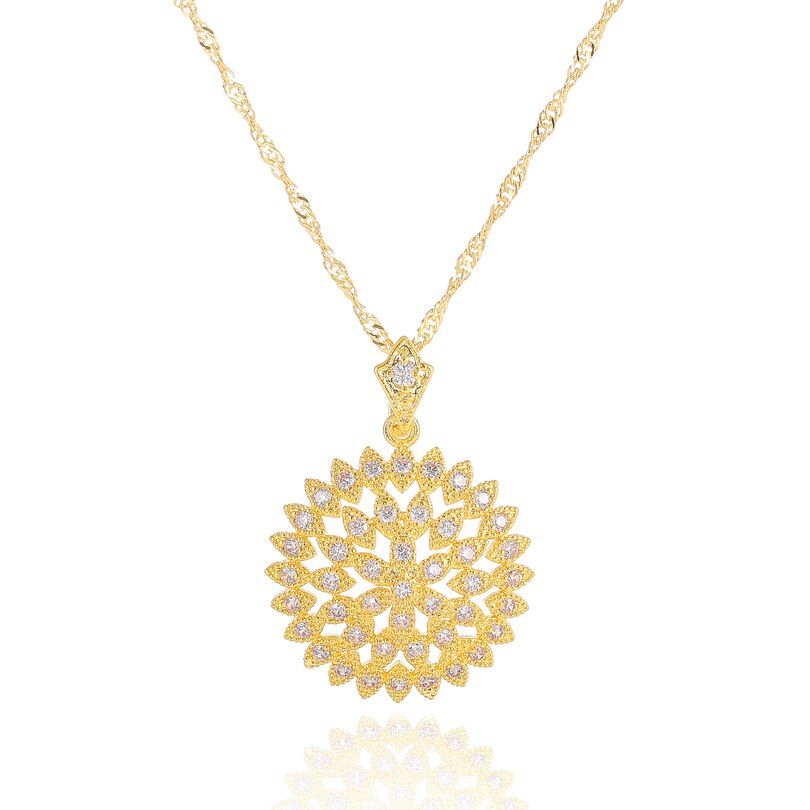 Naszyjnik Copper Gold Color Necklaces Pendants Simple Geometric Bride Wedding Pendant Full Pave CZ Zircon Necklace Chain Women