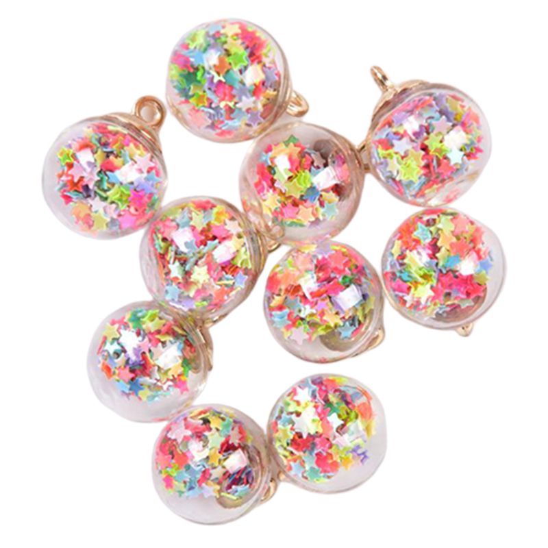 10Pcs/Set Christmas Pentagram Glass Ball Charms Pendant Jewelry DIY Making Craft