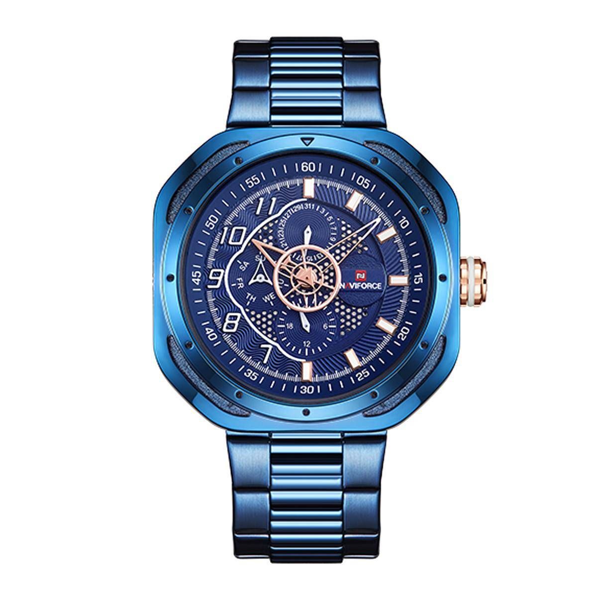 NAVIFORCE NF9141S Royal Blue Stainless Steel Chronograph Watch For Men - Royal Blue