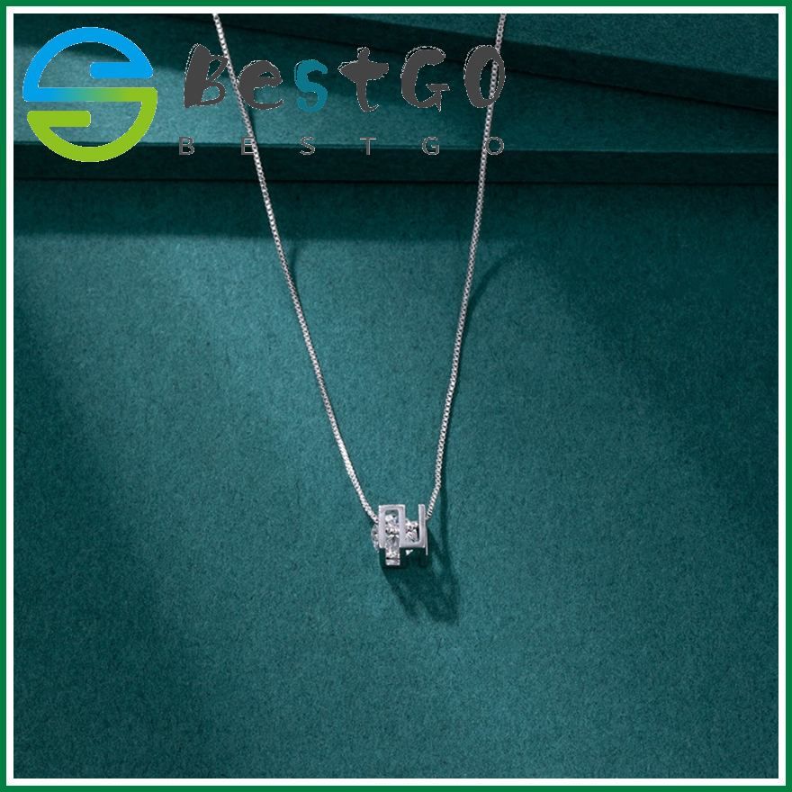 Summer Geometric Square Heart Necklace Rhodium Plated Necklace