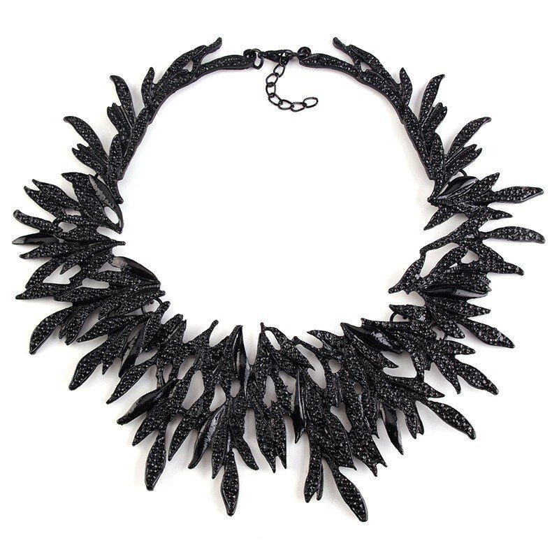 Best lady New Leaf Metal Vintage Big Brand Statement Femme Costume Accessories Necklaces & pendants Maxi Collar Necklace 2948