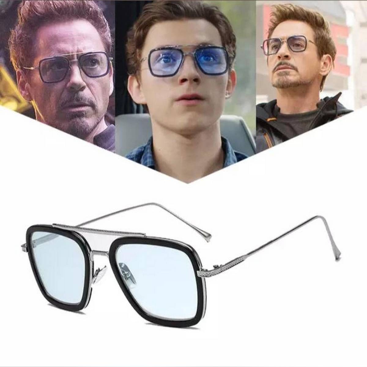 2019 New Fashion Avengers Tony Stark Sunglasses Men Metal Square iron man Glasses Steampunk Sun Glasses Male