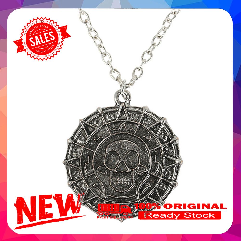 Creative Round Caribbean Pirate Pendant Necklace Men Street Jewelry