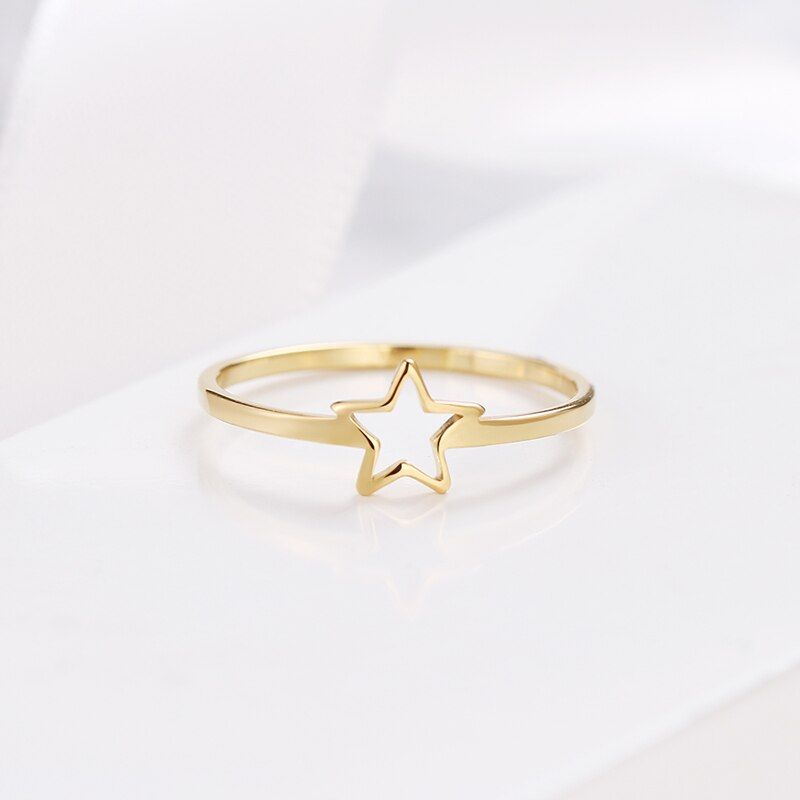 DOTIFI New daily For Women Ring 316L Stainless Steel Jewelry Hollow Five-Pointed Star Female Birthday Party Gift R287