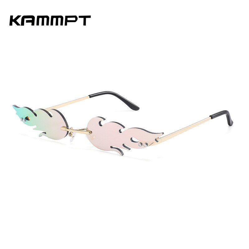 C5KAMMPT Frameless Wave Sunglasses Glasses Luxury Trend Narrow Frame Sunglasses Streetwear Flame Sunglasses Ladies And Men