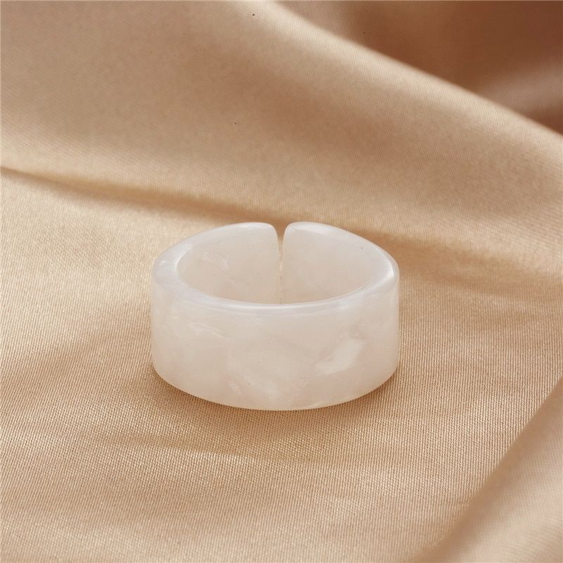 5pcs 4pcs set 2021 New Korean Ins Vintage Resin Geometric Colorful  Round Rings for Women Girls Simple Jewelry Gifts