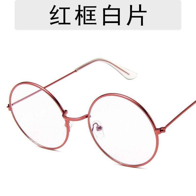 red and clearRetro Round Sunglasses Women Brand Designer Tinted Lens Sun Glasses Women Alloy Mirror Female Oculos De Sol Hippie Chic Style
