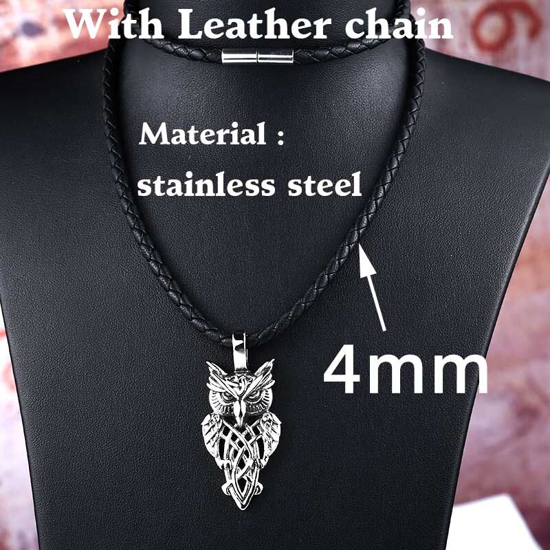 Beier 316L stainless steel Nordic Vikings Runes Amulet Pendant Necklace owl Runes PENDANT Necklace Nordic Talisman Chain BP8-293