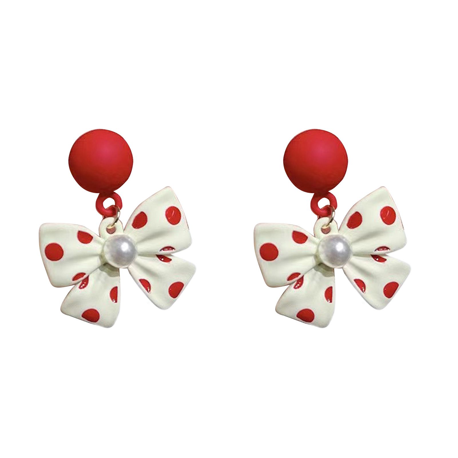 Women Eargs Cute Faux Pearl Bow Knot Drop Eargs