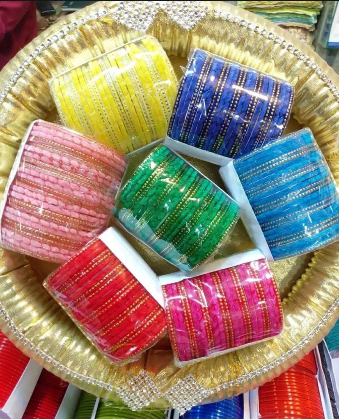 velvet kacher bangles package 1 (set of 7) bangles for girls