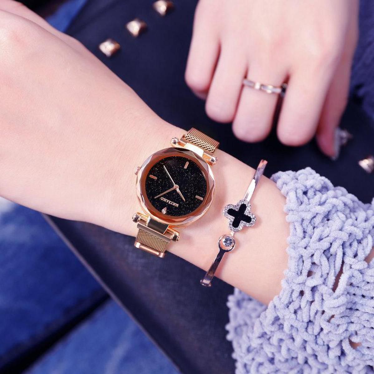 Exquisite Starry Sky Women Watches Magnetic Steel Mesh Band Ladies Dress Casual Wristwatches Luxury Crystal Female Quartz Clock