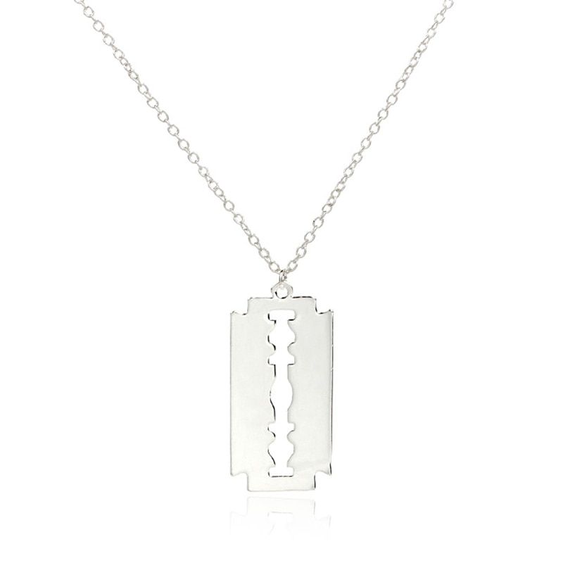 Hiphop Punk Stainless Steel Razor Blades Pendant Necklaces Men Jewelry Shaver Shape Necklaces Rock Blade Women Collares Hot