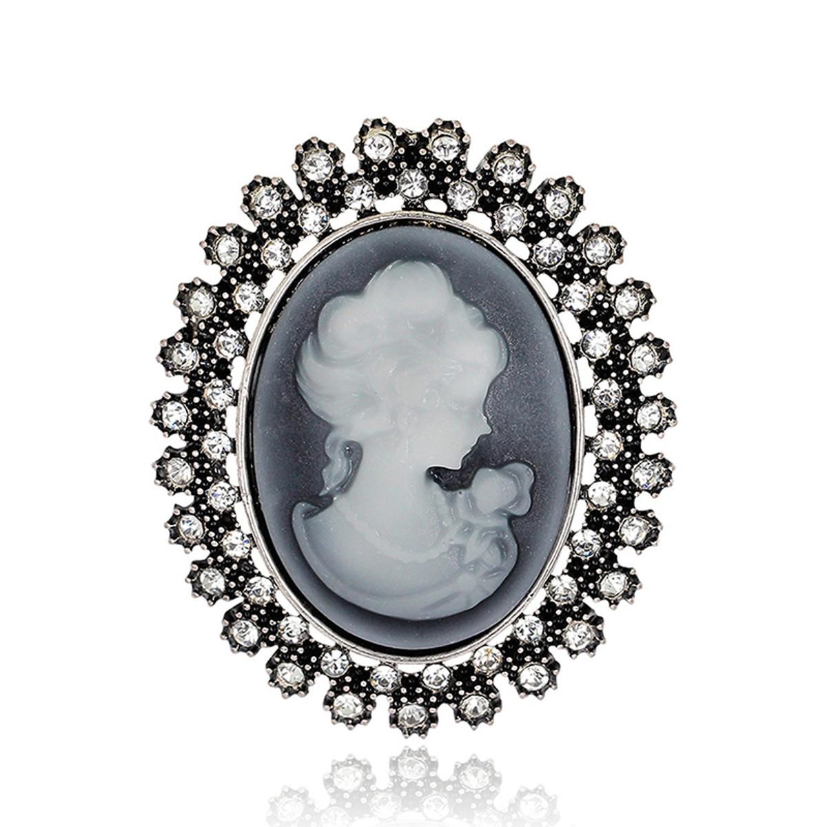 Vintage Cameo Victorian Style crystal Wedding Party Women Pendant Brooch Pin