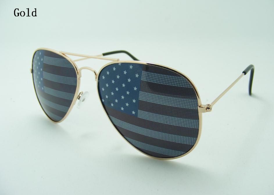 1Pilot Sunglasses America Flag Lens Party Props Accessories Supplies Decoration Double Beam Metal Eyeglasses Game Eyewear L3