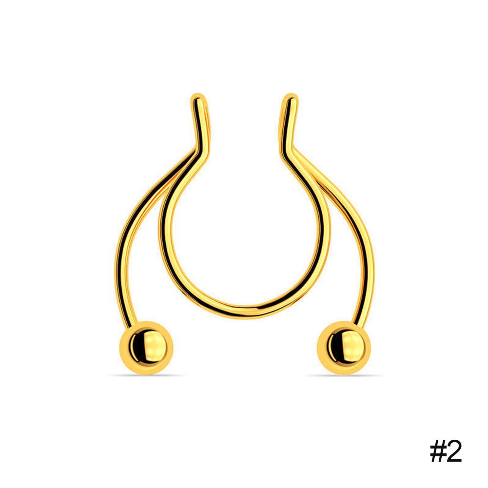 Personality Stainless Steel Solder Ball Antler Shape Nose Ring Nose Clip For Men Women
