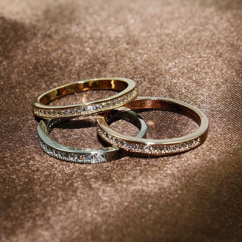 AAA Zirconia Micro Inlays Classical Wedding Rings for Women 3-color dainty ring for women girlfriends mix and match